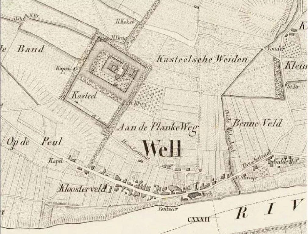 De kaart van Well in 1849